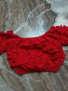 Red Ruffled Sleeve top
