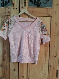 Lace Top with Embroidered Details