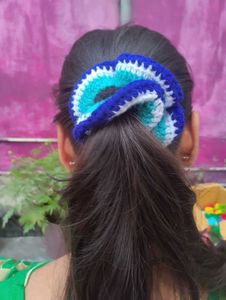 Evil eye Crochet Scrunchie