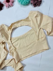 White Long Sleeve Crop Top