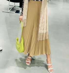 Beige Pleated Maxi Skirt