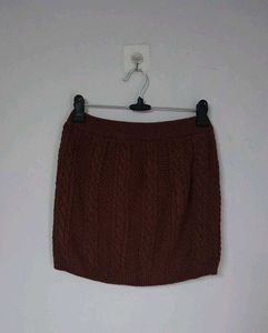 Brown Cable Knit Mini Skirt