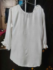 Elegant White Ruffled Neck Top
