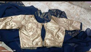 Elegant Navy Blue Saree with Gold sequence