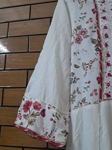 White Floral Print Kurta with Dupatta