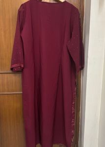 🆕W Maroon Kurta with Stunning Sleeves