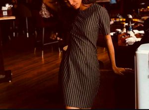 Chic Striped Short Sleeve Dress