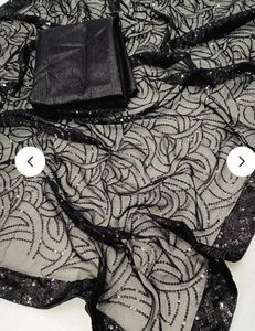 New black sequence saree with blouse piece
