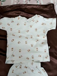 Cute Bear Print Baby Sleepsuit Set