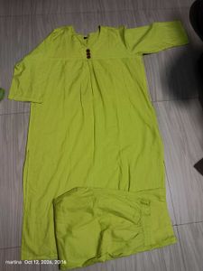 Vibrant Green Cotton Kurta Set