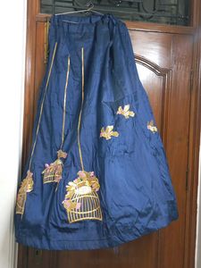 Elegant Navy Blue Embroidered Skirt
