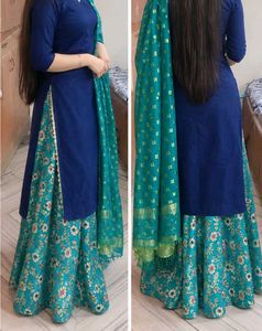 suit with Banarasi lehenga