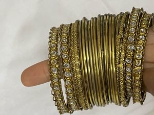 Elegant Gold-Tone Bangles with CZ Stones