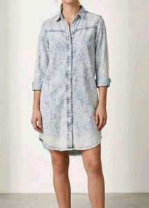 Acid Wash Denim Shirt Dress