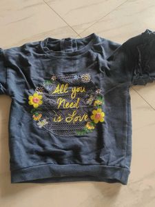 Blue "All You Need is Love" Graphic Top