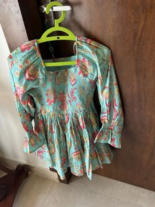 Vark Floral Print Peplum Top And Palazzo