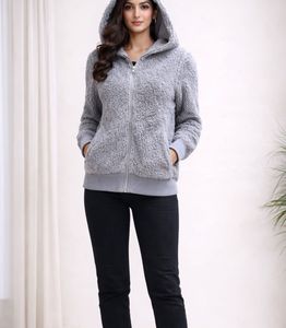 Fuzzy Grey Cropped Hoodie