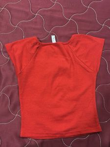 Red Square Neck Crop Top