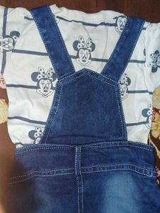 Denim Pinafore Dress with Mickey Top