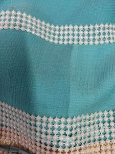 Light Blue Saree With Pearl Border