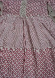 Pink Patterned Tiered Dress