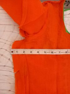 Orange Kurta Set with Green Pants &amp; Dupatta