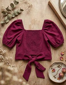 Zara Smocked Puff Sleeve Top