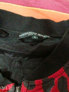 Alexander MqueenRed Leopard Print Bomber Jacket