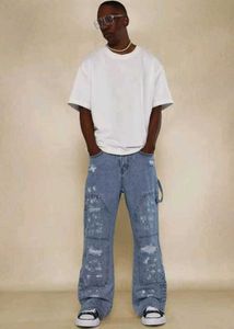 sumwon flare fit Distressed carpenter denim