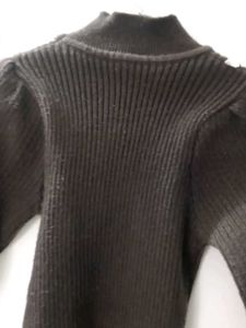 Chic Puff Sleeve Ribbed Turtleneck