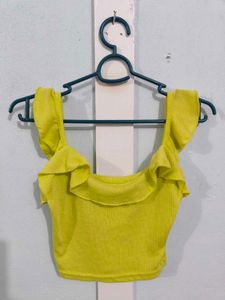 Lime Green Ruffled Crop Top