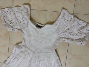 White Cotton Broderie Anglaise Dress Material