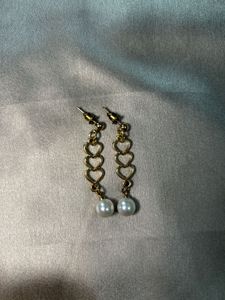 Chic Heart Pearl Drop Earrings &amp; Leaf Earring
