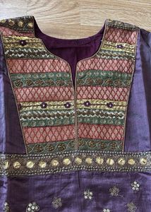 Elegant Purple Embroidered Kurta Churidar set