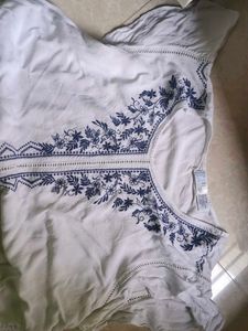 White Embroidered Tunic Top