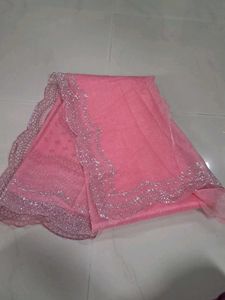 Elegant Pink Saree with Embellished Border
