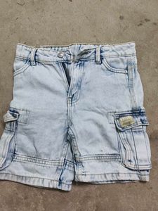 Light Wash Denim Cargo Shorts