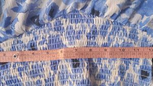 Blue Floral Print Smocked Crop 🩵Korean Style