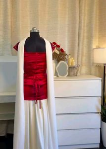 Elegant Red Kurta Set with White Skirt