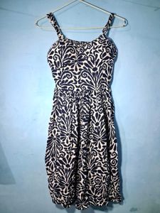Navy & White Print Summer Dress