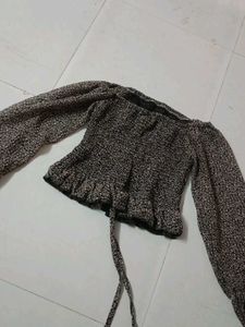 Off-Shoulder Smocked Crop Top