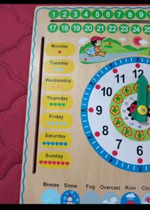 Wooden Learning Clock &amp; Calendar Board