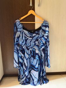 Blue Short Dress/Frock | XL | Full Sleeves |
