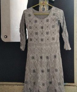 Embroidered Grey Kurta
