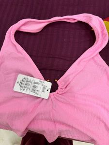 Shein Textured Halter Neck Crop Top