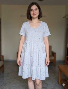 Tiered Midi Dress with Cute Print
