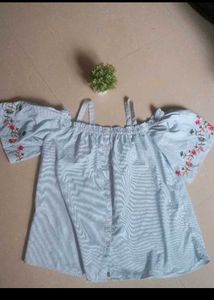 Striped Cold Shoulder Top