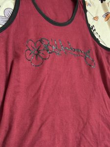 Maroon Tank Top with Floral Graphic