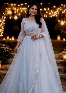 Elegant Sky Blue Lehenga Set