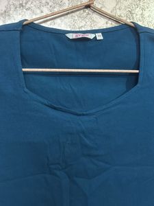 Teal Square Neck T-Shirt